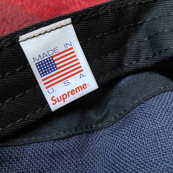 Supreme 100% Linen 5 panel Camp Hat Made In Italy Navy Blue 2021 - Picture 7 of 8